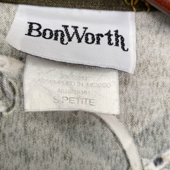 VTG BonWorth Equestrian Print Jacket. L/XL P. Green with Gold & Brown Print - Picture 5 of 11